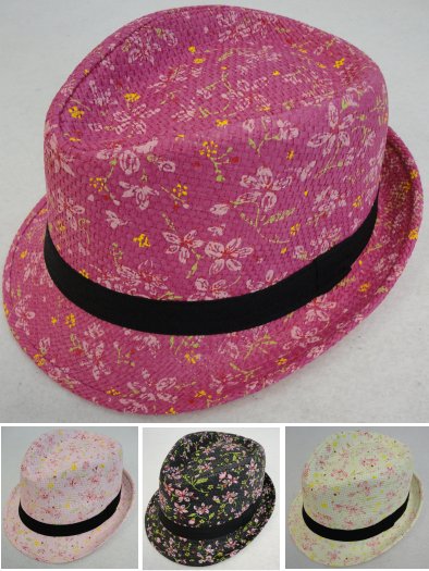 Girl's Printed Fedora [Floral Print]